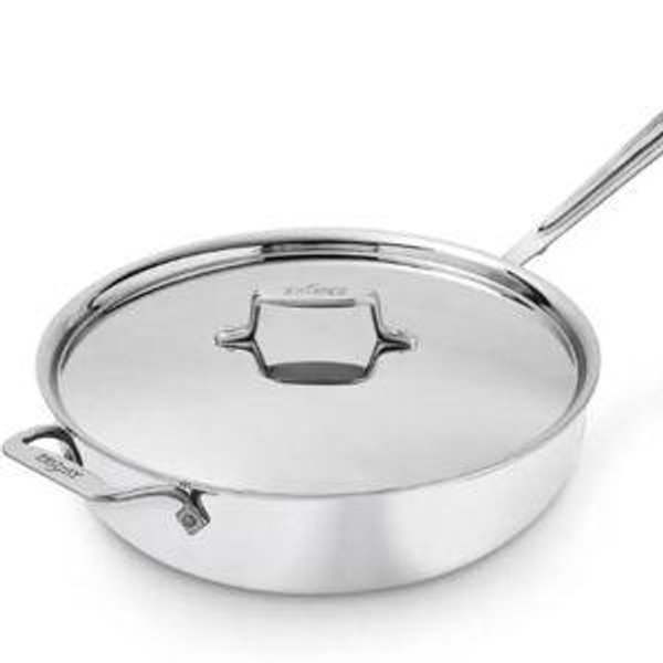 D5 Stainless Polished 5-ply Bonded Cookware, Essential Pan with lid, 6 quart