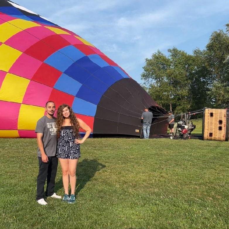 August 9, 2023: Getting ready for their first hot air balloon ride in Galena, Illinois.