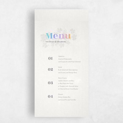 Linen, White Wedding Menu - Reverie
