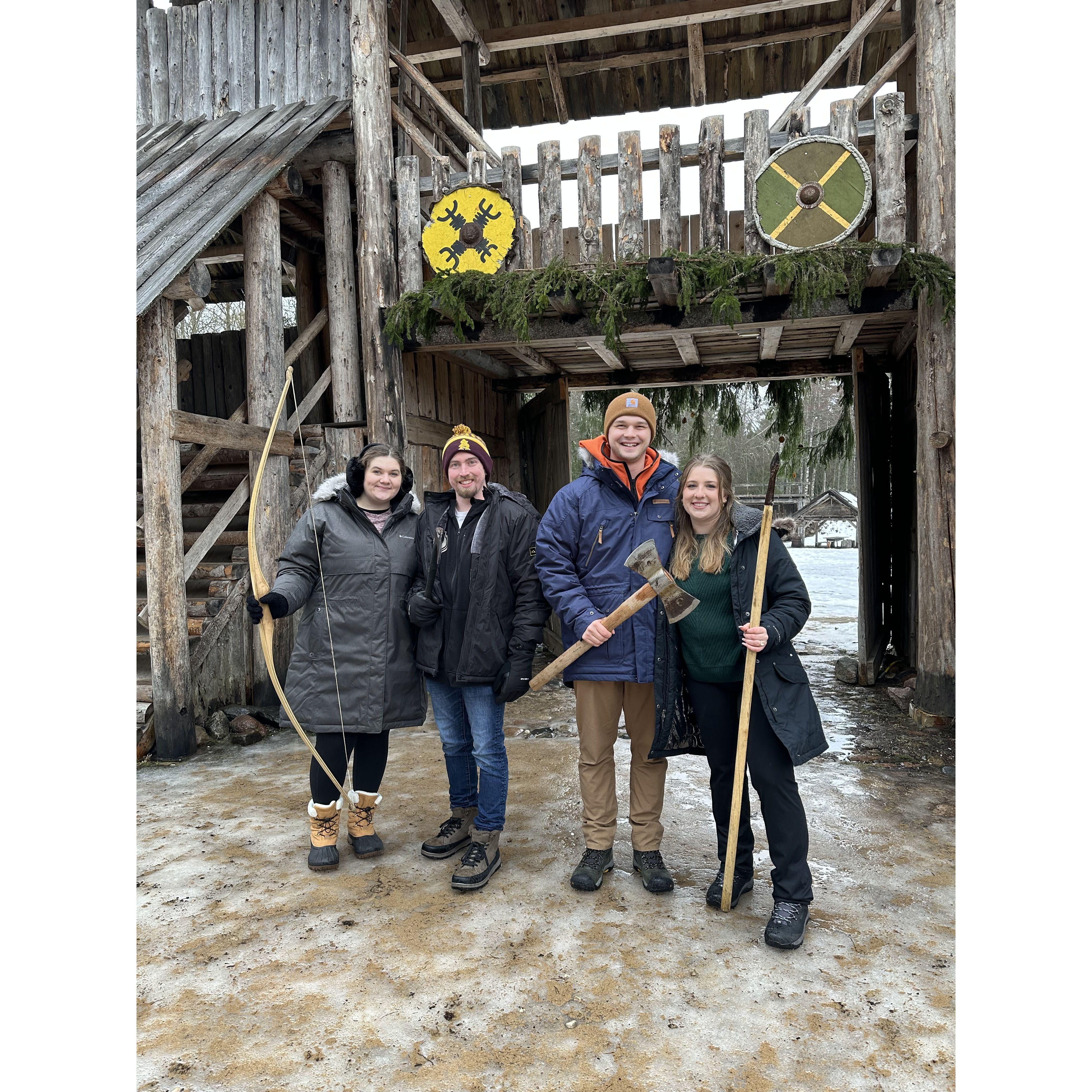 As a surprise for his birthday, Hailey gifted William a chance to live out his viking dreams! In Talinn, Estonia we were taught how to use medieval weaponry. We were accompanied by Hailey's MOH Cora!