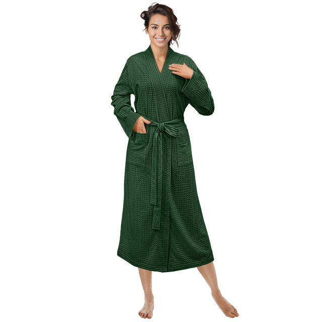 PAVILIA Women Waffle Knit Robe, Soft Cozy Breathable Lightweight Long Bathrobe with Side Pockets for Shower Spa House