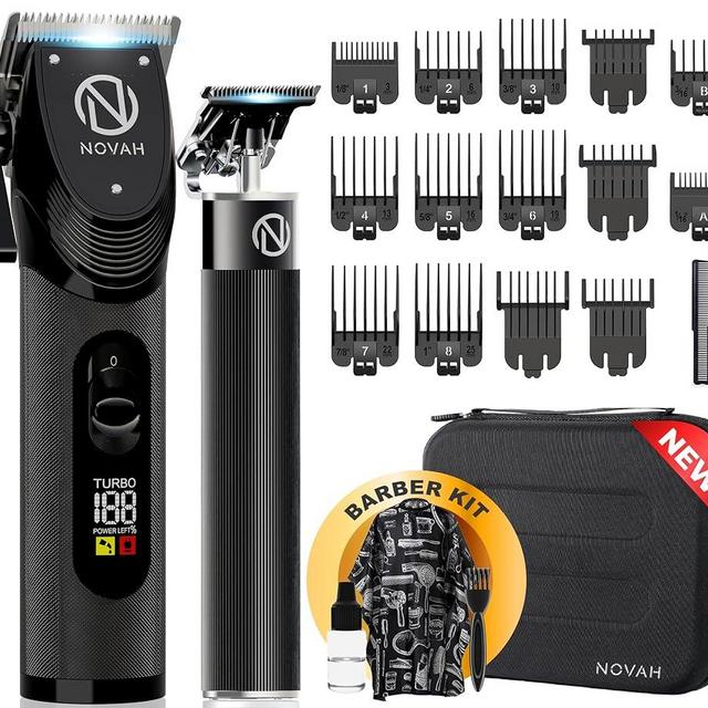 Novah Professional Hair Clippers for Men, Professional Barber Clippers and Trimmer Set, Mens Cordless Clipper, Fade Haircut Kit, Electric Hair Cut Machines