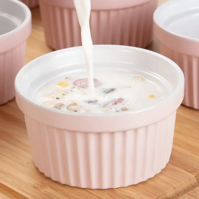 Ramekins Set, 8-Piece 8 Oz Ceramic Porcelain Cups - Oven & Dishwasher Safe for Baking Creme Brulee, Souffle