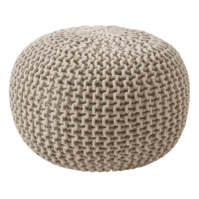 Round Pouf Foot Stool Ottoman by Sweet Home Collection - Beige