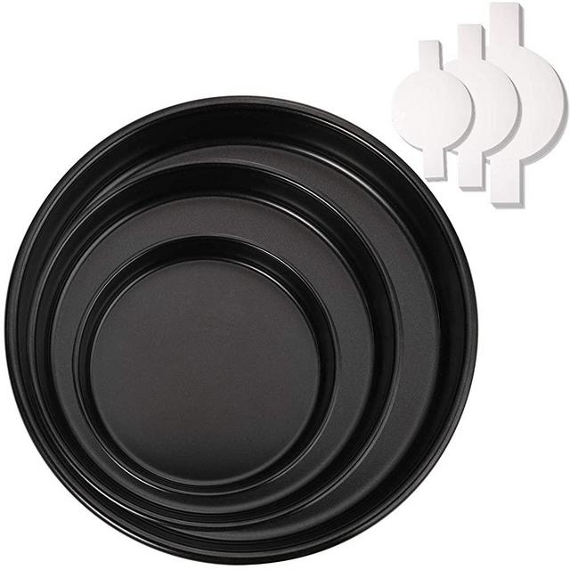 Hiware 3 Pieces Non-stick Round Cake Pans Set (6" 8" 10") with 90 Pieces Parchment Paper, Nonstick Baking Cake Pans, Dishwasher Safe