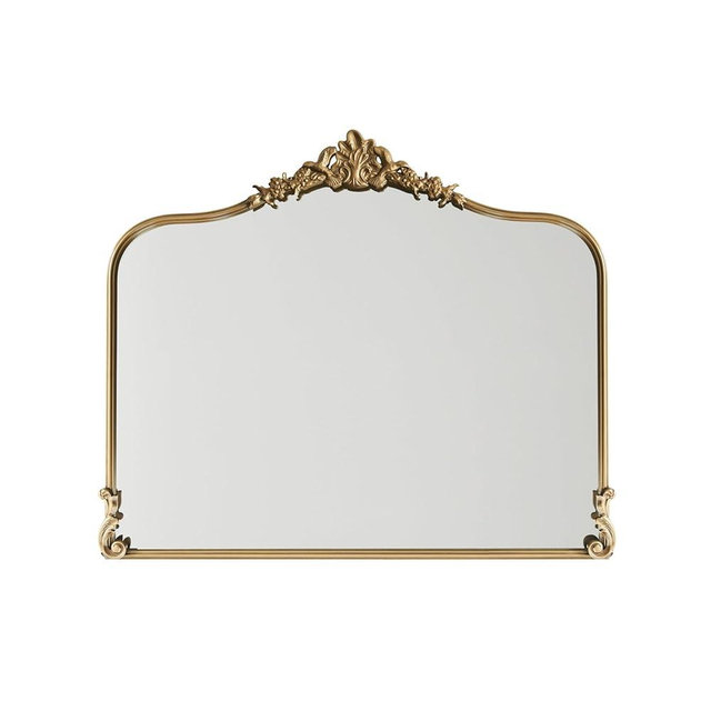 Perisoul Vintage Gold Wall Mirror - 36x30 inch, Ornate Baroque Design, Incricate Crown, Metal Frame, Large Antique Decorative Mirror for Fireplace Mantle, Living Room, Entryway, Bathroom