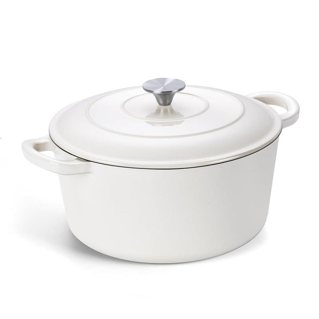 Onader 6 Quart Dutch Oven Pot with Lid Enameled Cast Iron Round Dutch Oven for Sourdough Bread Baking - White