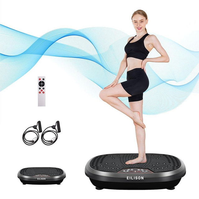 EILISON FitMaxx 3D XL Vibration Plate Exercise Machine - Whole Body Workout Vibration Platform w/Loop Bands - Lymphatic Drainage Machine for Weight Loss, Shaping, Wellness, Recovery