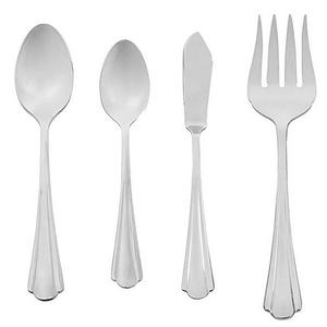 AmazonBasics 45-Piece Stainless Steel Flatware Set with Scalloped Edge, Service for 8