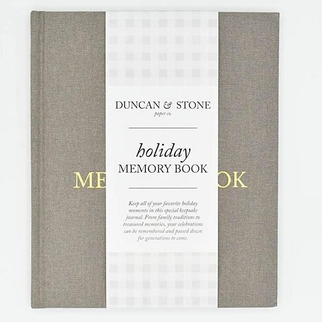 Holiday Memory Book by Duncan & Stone - Taupe | Family Photo Scrapbook Album | Seasonal Traditions Keepers for Thanksgiving & Other Holidays| Keepsake Journal for Important Records