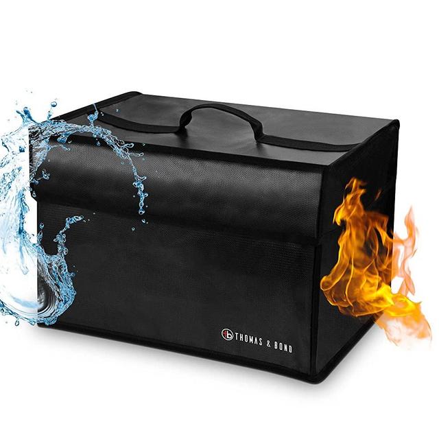 Thomas and Bond Extra Large Fireproof File Organizer System; Includes Fireproof Waterproof Safe and Collapsible File Storage Box For Rigidity; Holds Legal or Letter Size Files; Lightweight; Flexible Material