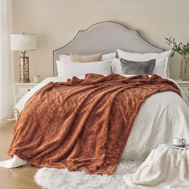 Krifey Oversized Minky Blanket, Super Soft Fluffy Luxury Throw Blanket Comfy Faux Fur Bed Throw Camel 60" x 80"