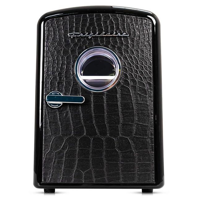 Frigidaire EFMIS181BLKCROC 9 can/6l mini personal fridge cooler Crocodile Finish door-W: 7.08" x L: 11.81" X H: 10.04 (Black), 9 cans