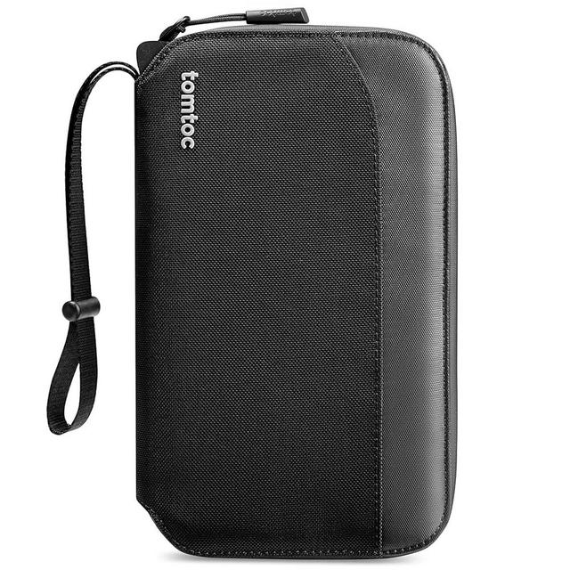 tomtoc Passport Holder Family with RFID Blocking, Passport Wallet Women Men, with Airtag & Sim Card Holder and Eject Pin, Travel Document Organizer with Wrist Strap, Up to 4 Passports, Water-resistant