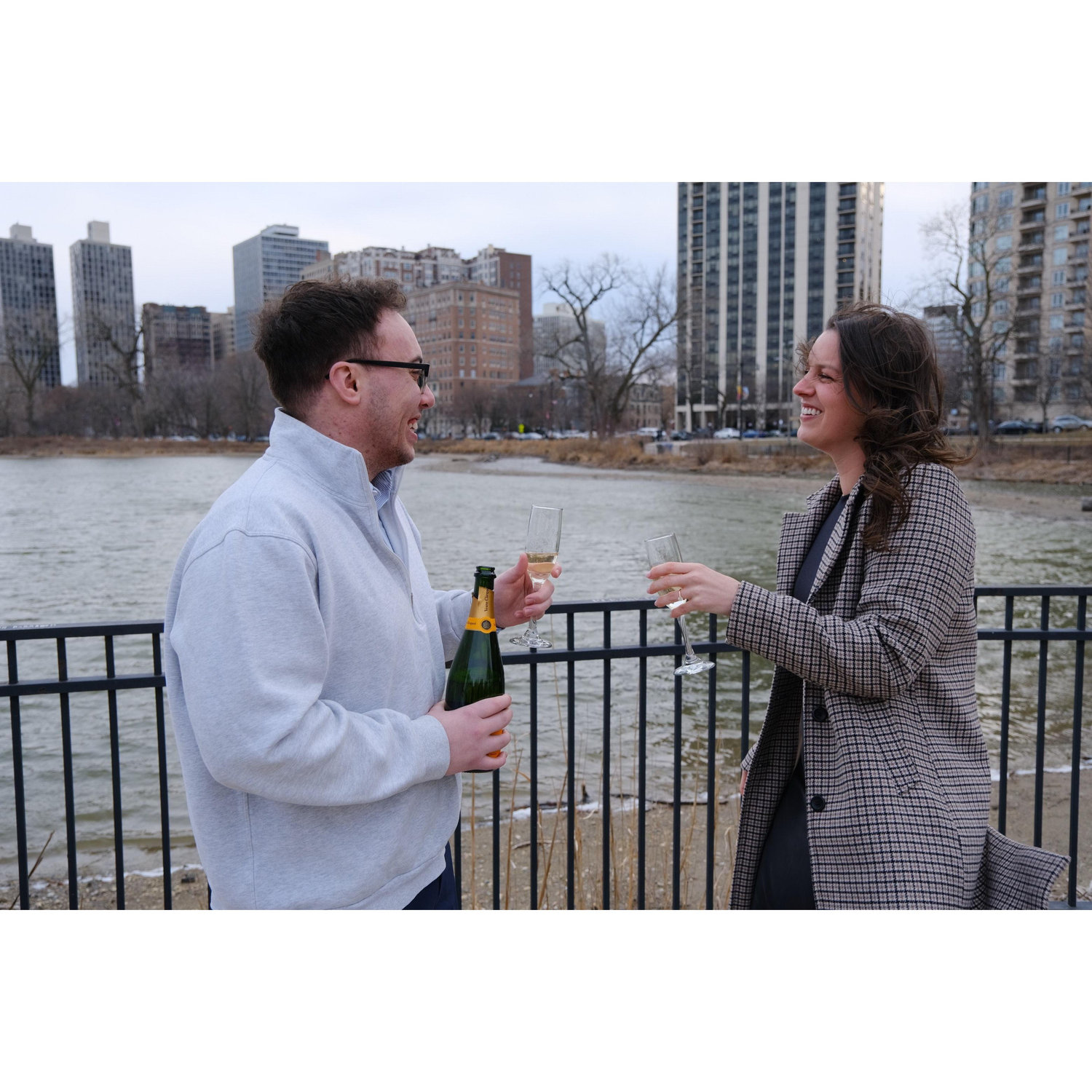 Celebrating after the proposal!