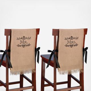 Mr. & Mrs. Rustic Burlap Chair Covers