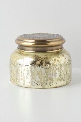 Giant Capri Blue Mercury Glass Candle