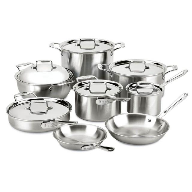 D5 Stainless Brushed 5-ply Bonded Cookware Set, 14 piece Set