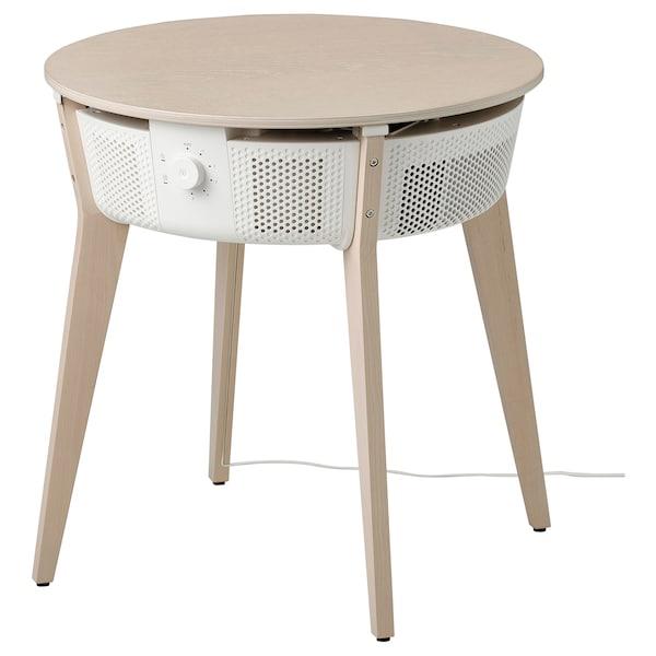 STARKVIND Table with air purifier, stained oak veneer/white smart