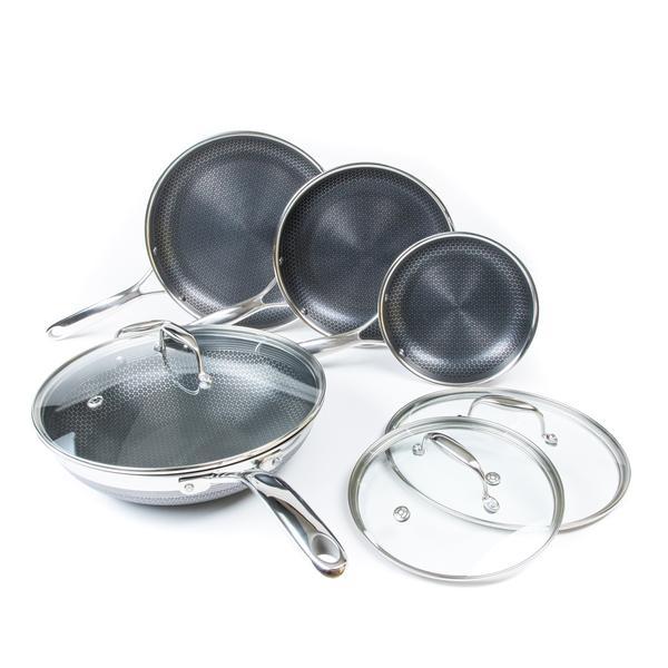 7pc HexClad Hybrid Cookware Set w/ Lids & Wok