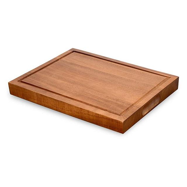 Cutting Board for Kitchen Acacia Wood 1.3 Inch Thick Large Reversible Wooden Kitchen Chopping Boards with Juice Groove and 3 Compartments as Cheese Board (S, Acacia Wood)