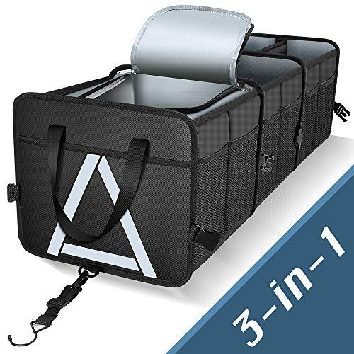 Knodel Sturdy Car Trunk Organizer with Premium Insulation Cooler Bag, Heavy Duty Collapsible Trunk Storage Organizer for Car, SUV, Truck, or Van