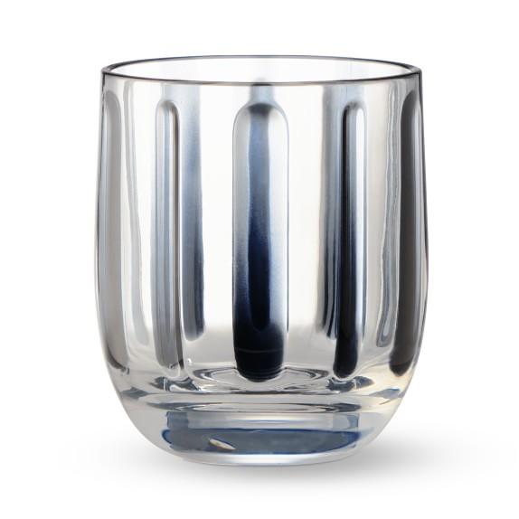 Navy Stripe Tritan Outdoor Stemless Wine Glasses, Set of 6
