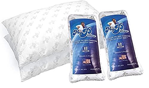 Pillows Classic Bed Pillow 2 Pack [StandardQueen] Machine Washable Medium (White+White), Medium (Pack of 2)