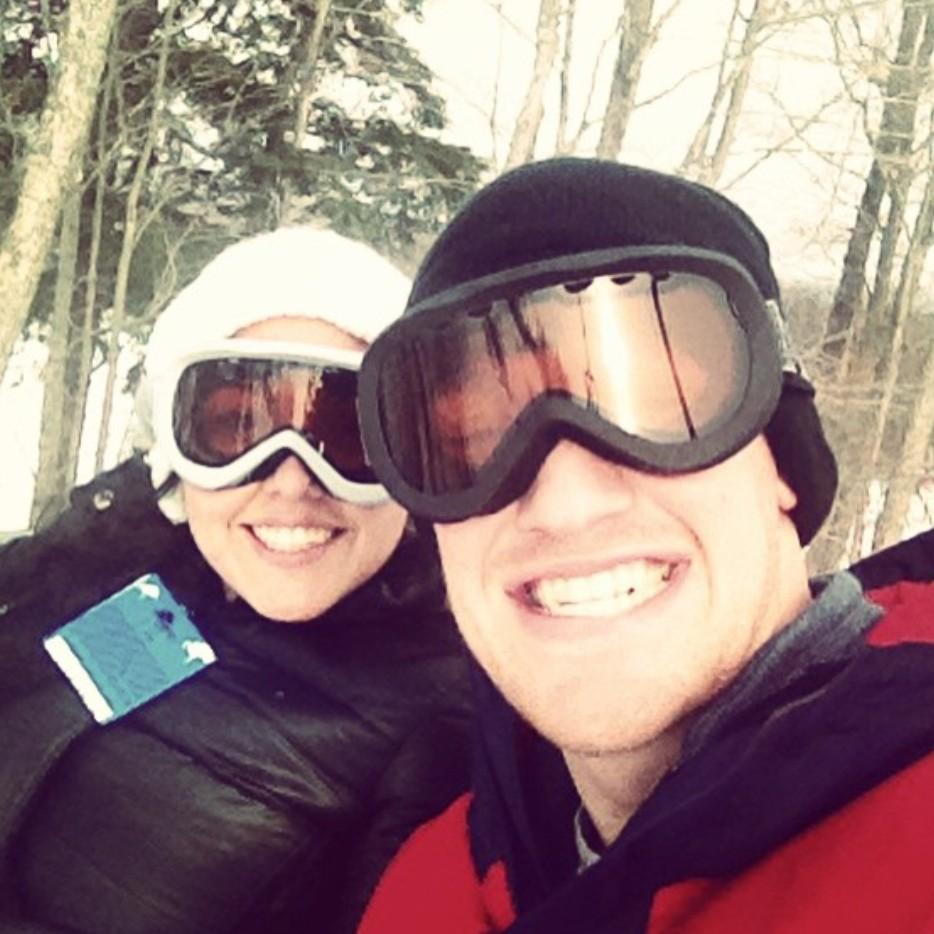 Matt teaching a Venezuelan how to ski