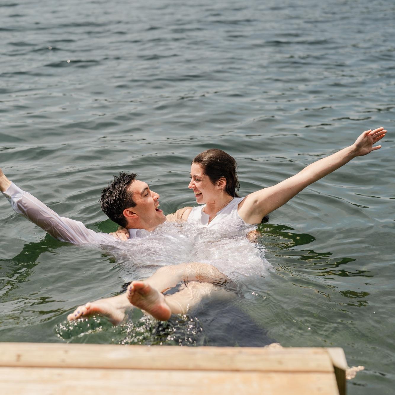 July 2025 - Engagement Photos!! Sunset Lake, Benson, VT (at Abbie’s Grammie’s lake house). Yes — we jumped in the lake at the end of our session!!