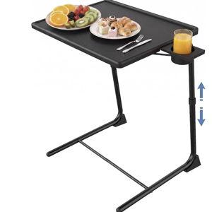HUANUO TV Tray, Adjustable TV Tray Table - TV Dinner Tray on Bed & Sofa, Comfortable Folding TV Tray with 6 Height & 3 Tilt Angle Adjustments (Black)
