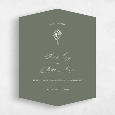 Green Diamond Wedding Save the Date - Lyra Portrait