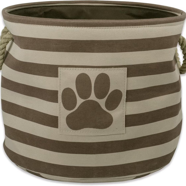 Bone Dry Striped Round Dog Storage Bin