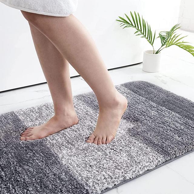 Arotive Microfiber Bathroom Rugs, Shaggy Soft and Absorbent Bath Rug, Non-Slip, Thick Plush Bathroom Mat, Machine Washable Dry Bath Mats for Bathroom, Tub and Shower, 17"x24", Grey