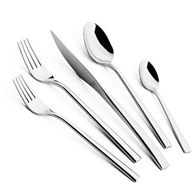 Divitis Home SIRIUS Silverware Set 20 Piece, 18/10 Stainless Steel Set for 4 (Dinner Spoons, Dinner Forks, Salad Forks, Dinner Knives, Teaspoons), Flatware Set, Cutlery Set, Forks and Spoons Set