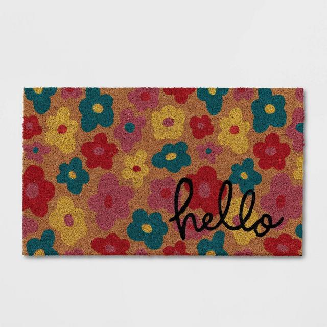 1'6"x2'6" 'Hello' Floral Doormat - Sun Squad™