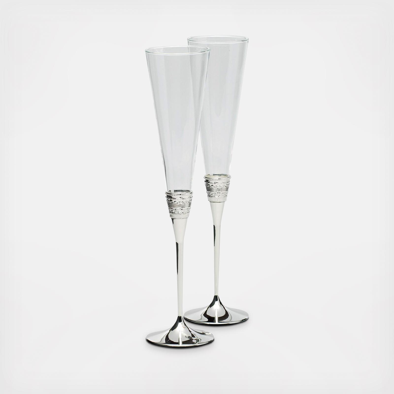 Vera Wang Grosgrain Toasting Flutes, Set of 2