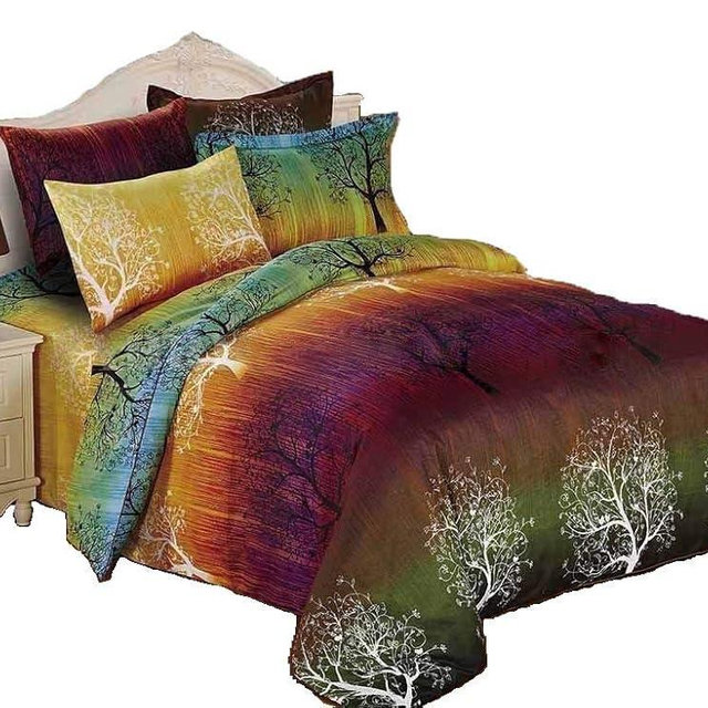 Swanson Beddings Rainbow Tree 3pc Duvet Bedding Set: Duvet Cover and Two Pillow Shams (Queen)
