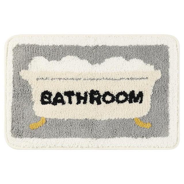 uxcell Cute Colorful Bath Mat, Stylish Funny Bathroom Rug with Lovely Words, Fluffy Rug Machine Washable 16" x 24" Multi-1