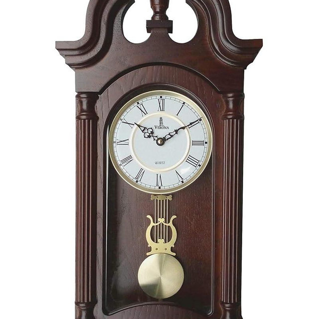 Pendulum Wall Clock Battery Operated - Wooden Hanging Grandfather Wall Clock with Pendulum, 23.5x9 inch - Quiet, Non-Chiming, with Real Wood for Living Room Decor, Office & Home Décor Gift
