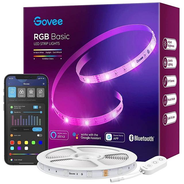 Govee 50ft Smart LED Strip Lights, WiFi RGB LED Lights Work with Alexa and Google Assistant, Color Changing Light Strip with Music Sync, App Controlled LED Lights for Bedroom, Party, Living Room