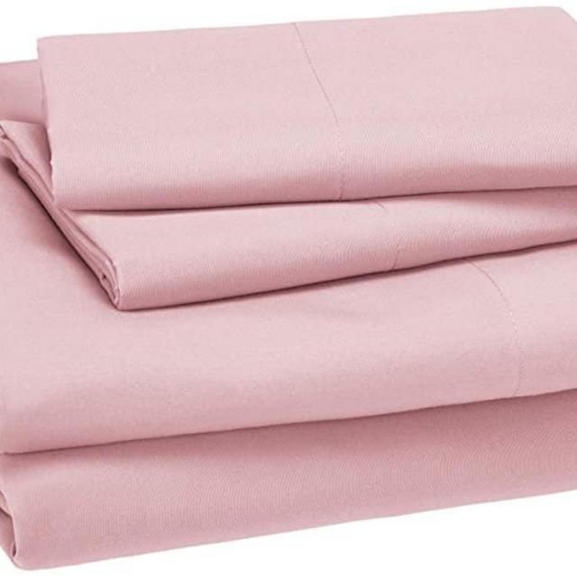AmazonBasics Kid's Sheet Set - Soft, Easy-Wash Lightweight Microfiber - Full, Light Pink