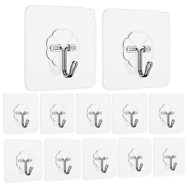 Limo Adhesive Hooks Utility Hooks 44 lb/ 20 kg(Max), Heavy Duty Coat Hooks Waterproof and Oilproof Seamless Hooks , Wall Hook for Bathroom Kitchen