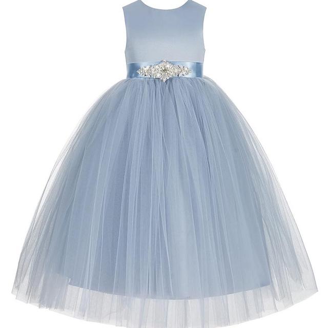 ekidsbridal V-Back Satin Flower Girl Dress Toddler Communion Gown Formal Dresses 219