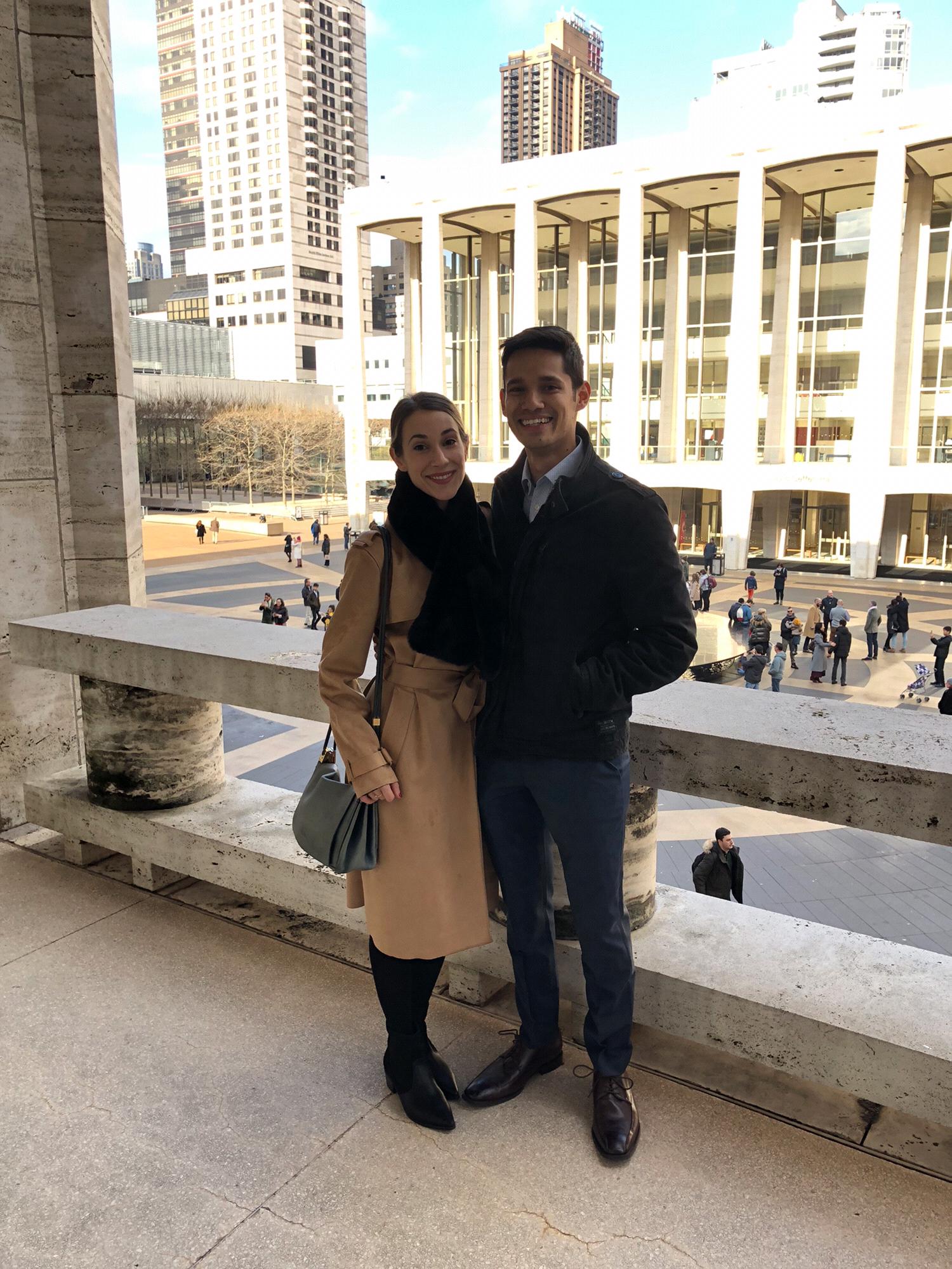 The day of the proposal at Lincoln Center in NYC!