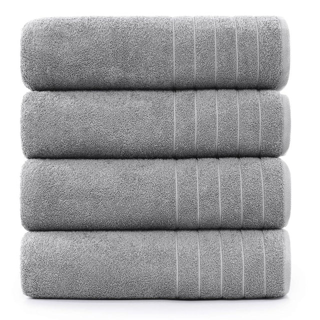 Casa Platino Bath Towels 4 Pack, Large Bath Towel Set(30"x 60"), 100% Ring Spun Cotton Bathroom Towels, Lightweight Towels for Bathroom, Absorbent Bath Towel Set, Quick Drying Towels - Ultimate Grey