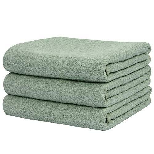 SINLAND Microfiber Dish Drying Towels Waffle Weave Kitchen Towels Absorbent Tea Towels 16 Inch X 24 Inch 3 Pack Mint Green