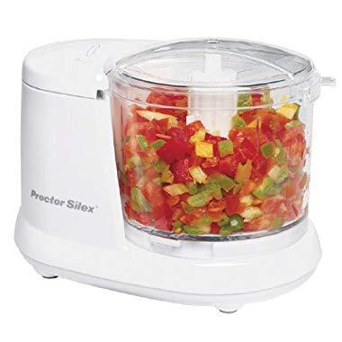 Proctor Silex Durable Mini 1.5 Cup Food Processor & Vegetable Chopper for Dicing, Mincing & Puree, White (72500RY)