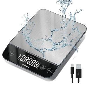 Etekcity Digital Food Kitchen Scale, Grams and Oz for Weight Loss, Baking and Cooking, 0.05oz/1g Precise Graduation,5 Weight Units, IPX6 Waterproof, USB Rechargeable,304 Stainless Steel-Silver, 22lb