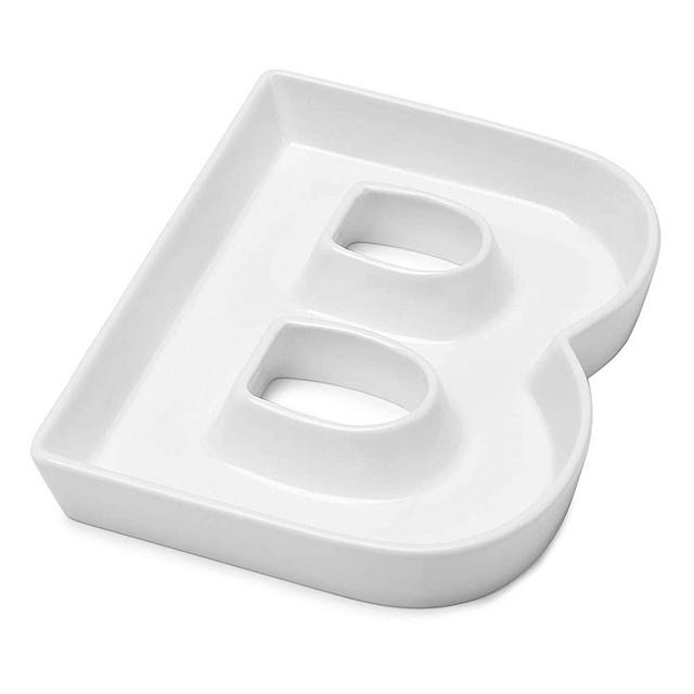 Sweese 708.902 Porcelain Letter Candy Dish, Letter B, White - Decorative Serving Dish for Weddings, Anniversaries, Birthday Parties, Table Decoration